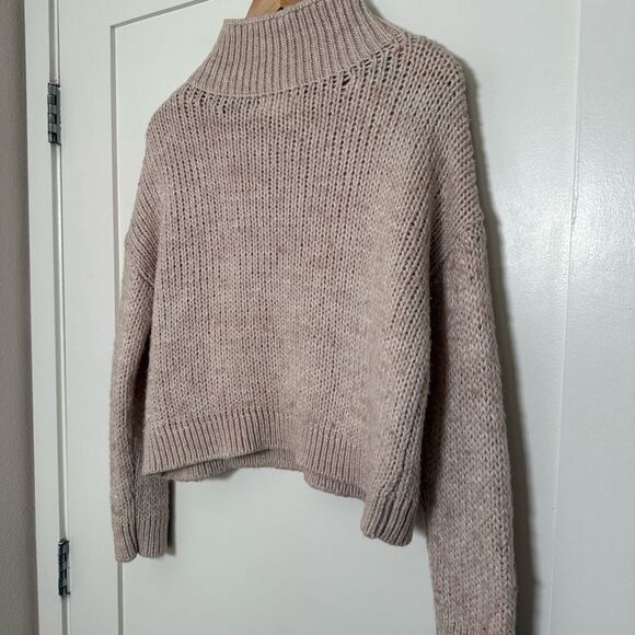 Lovers + Friends Sweater Womens Sz S Pink Chunky Knit Cropped Mock Neck Boho - Picture 6 of 12